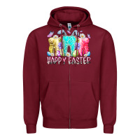 Burgundy happy easter tooth Zipper Hoodie - RacoonDesign