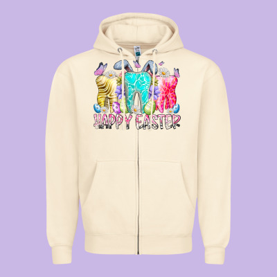 Happy Easter Tooth Zipper Hoodie Designed By Racoondesign