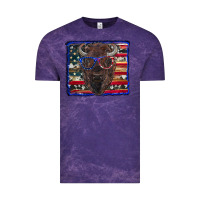 Cloud Purple bison with american flag Vintage Tee - RanaPortraitStore