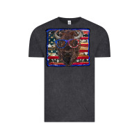 Vintage Black bison with american flag Vintage Tee - RanaPortraitStore