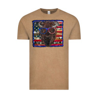 Vintage Coffee bison with american flag Vintage Tee - RanaPortraitStore