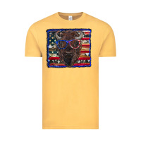 Vintage Mustard bison with american flag Vintage Tee - RanaPortraitStore