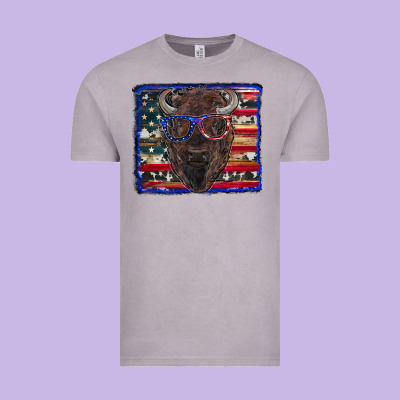 Vintage Tee bison with american flag