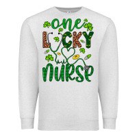 Oatmeal Heather Leopard Glitter One Lucky Nurse Premium Sweatshirt - Artiststas