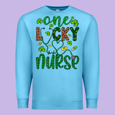 Leopard Glitter One Lucky Nurse Premium Sweatshirt Designed By Artiststas
