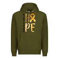 Army Green Finding the cure starts with hope Childhood Cancer Premium Hoodie - NancyCooperArtShop