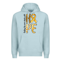 Blue Mist Finding the cure starts with hope Childhood Cancer Premium Hoodie - NancyCooperArtShop