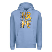 Colony Blue Finding the cure starts with hope Childhood Cancer Premium Hoodie - NancyCooperArtShop
