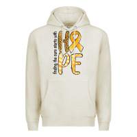 Oatmeal Heather Finding the cure starts with hope Childhood Cancer Premium Hoodie - NancyCooperArtShop