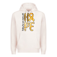 Pale Pink Finding the cure starts with hope Childhood Cancer Premium Hoodie - NancyCooperArtShop