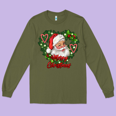 Merry Christmas Santa Long Sleeve Tee Designed By Ranaportraitstore
