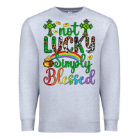 Heather Grey Western St. Patrick's Day Cross Not Lucky Simply Blessed Premium Sweatshirt - Artiststas