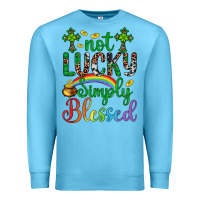 Ocean Blue Western St. Patrick's Day Cross Not Lucky Simply Blessed Premium Sweatshirt - Artiststas