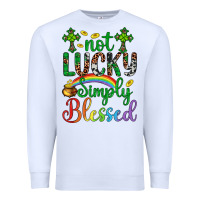 White Western St. Patrick's Day Cross Not Lucky Simply Blessed Premium Sweatshirt - Artiststas