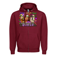 Burgundy happy mardi gras heifer Zipper Hoodie - RacoonDesign