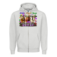 Dove Grey happy mardi gras heifer Zipper Hoodie - RacoonDesign