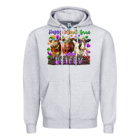 Heather Grey happy mardi gras heifer Zipper Hoodie - RacoonDesign
