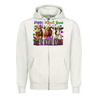 Oatmeal Heather happy mardi gras heifer Zipper Hoodie - RacoonDesign