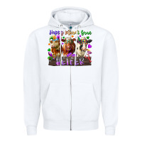 White happy mardi gras heifer Zipper Hoodie - RacoonDesign