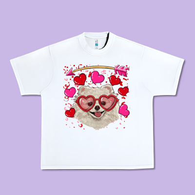 Valentine's Day White Pomeranian Urban Heavy Tee Designed By Ranaportraitstore