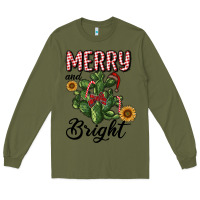 Army Green merry and bright with cactus Long Sleeve Tee - RanaPortraitStore