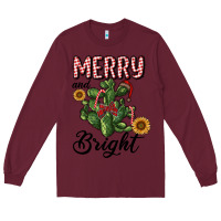 Burgundy merry and bright with cactus Long Sleeve Tee - RanaPortraitStore
