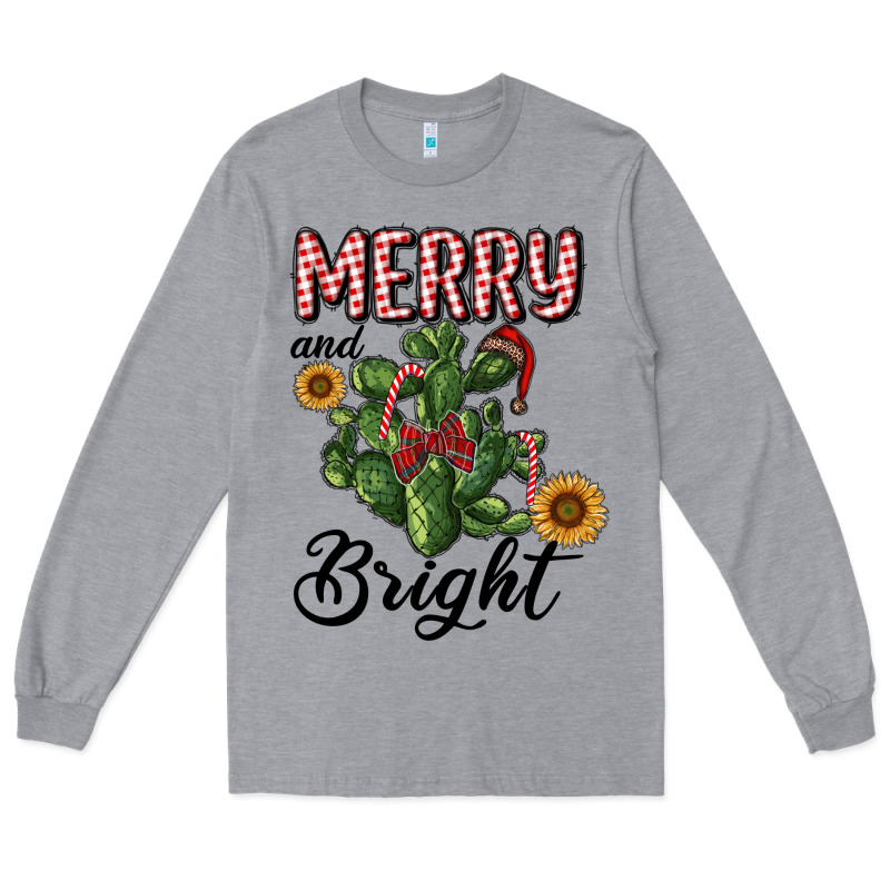 Merry And Bright With Cactus Long Sleeve Tee by RanaPortraitStore | Teevron