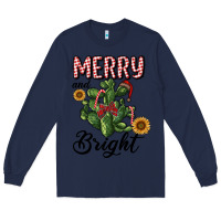 Navy merry and bright with cactus Long Sleeve Tee - RanaPortraitStore