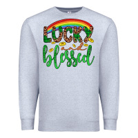 Heather Grey Western St. Patrick's Rainbow Lucky And Blessed Premium Sweatshirt - Artiststas