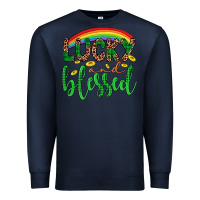 Navy Western St. Patrick's Rainbow Lucky And Blessed Premium Sweatshirt - Artiststas
