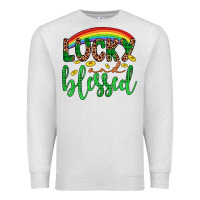 Oatmeal Heather Western St. Patrick's Rainbow Lucky And Blessed Premium Sweatshirt - Artiststas