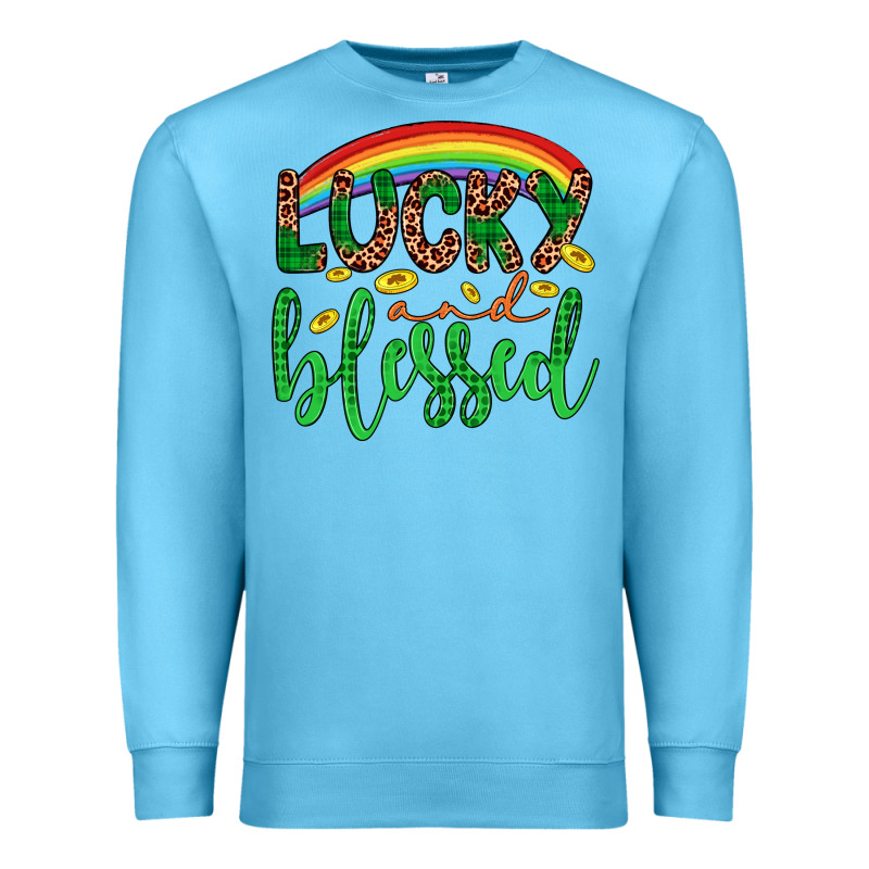 Western St. Patrick's Rainbow Lucky And Blessed Premium Sweatshirt by Artiststas | Teevron