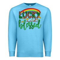 Ocean Blue Western St. Patrick's Rainbow Lucky And Blessed Premium Sweatshirt - Artiststas
