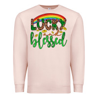 Pale Pink Western St. Patrick's Rainbow Lucky And Blessed Premium Sweatshirt - Artiststas