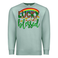 Seafoam Western St. Patrick's Rainbow Lucky And Blessed Premium Sweatshirt - Artiststas