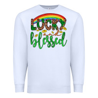 White Western St. Patrick's Rainbow Lucky And Blessed Premium Sweatshirt - Artiststas