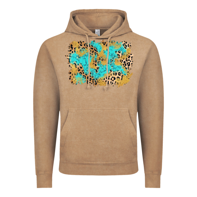 Glitter Leopard Turquoise Background Vintage Hoodie by AdoDesignShop | Teevron