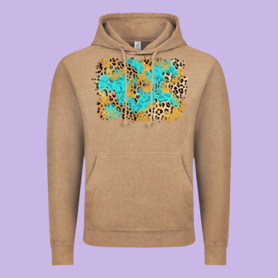 Glitter Leopard Turquoise Background Vintage Hoodie Designed By Adodesignshop