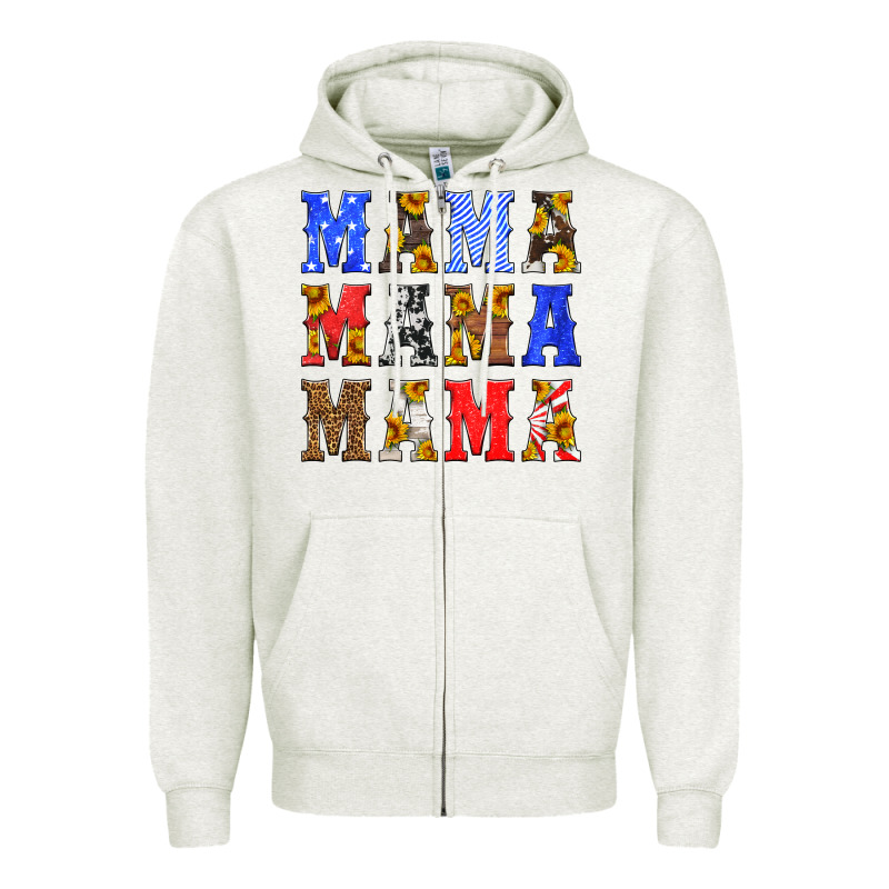 Mama American Flag 4th Of July Zipper Hoodie by HRA Design Shop | Teevron