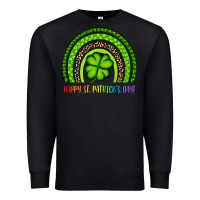Black Happy St. Patrick's Day Shamrock Rainbow Premium Sweatshirt - Artiststas