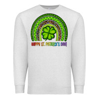 Oatmeal Heather Happy St. Patrick's Day Shamrock Rainbow Premium Sweatshirt - Artiststas