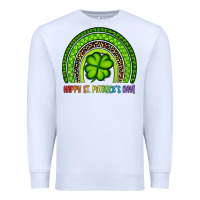 White Happy St. Patrick's Day Shamrock Rainbow Premium Sweatshirt - Artiststas