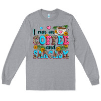 Heather Grey i run on coffee and sarcasm Long Sleeve Tee - Zillion Design Studio