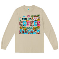 Mushroom i run on coffee and sarcasm Long Sleeve Tee - Zillion Design Studio