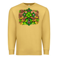 Antique Gold Western Shamrock Cross Leopard Background Premium Sweatshirt - Artiststas