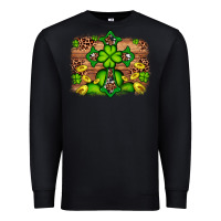 Black Western Shamrock Cross Leopard Background Premium Sweatshirt - Artiststas