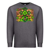 Charcoal Heather Western Shamrock Cross Leopard Background Premium Sweatshirt - Artiststas
