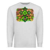 Dove Grey Western Shamrock Cross Leopard Background Premium Sweatshirt - Artiststas