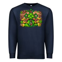 Navy Western Shamrock Cross Leopard Background Premium Sweatshirt - Artiststas