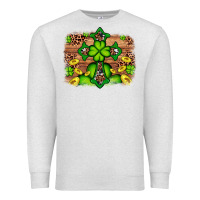 Western Shamrock Cross Leopard Background Premium Sweatshirt | Teevron